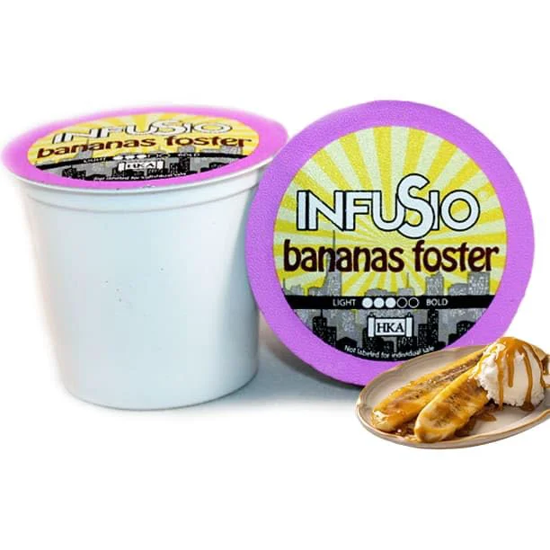 High-Performance InfuSio Coffee Pods 96 Count – Bananas Foster Coffee Medium Roast Flavored Single Serve Pods for Keurig K Cups Brewers – InfuSio Premium Roasted Keurig 2.0 Compatible Pure