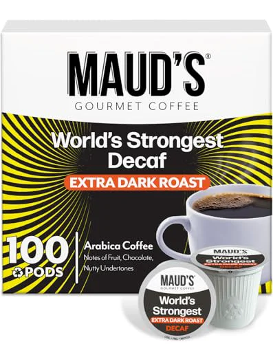 Enhanced Maud s World’s Strongest Decaf Dark Roast Coffee Pods 100 Count Next-Generation