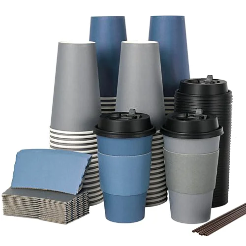 Secure 100 Pack 16 oz Disposable Coffee Cups with Lid 100 Count High-Performance