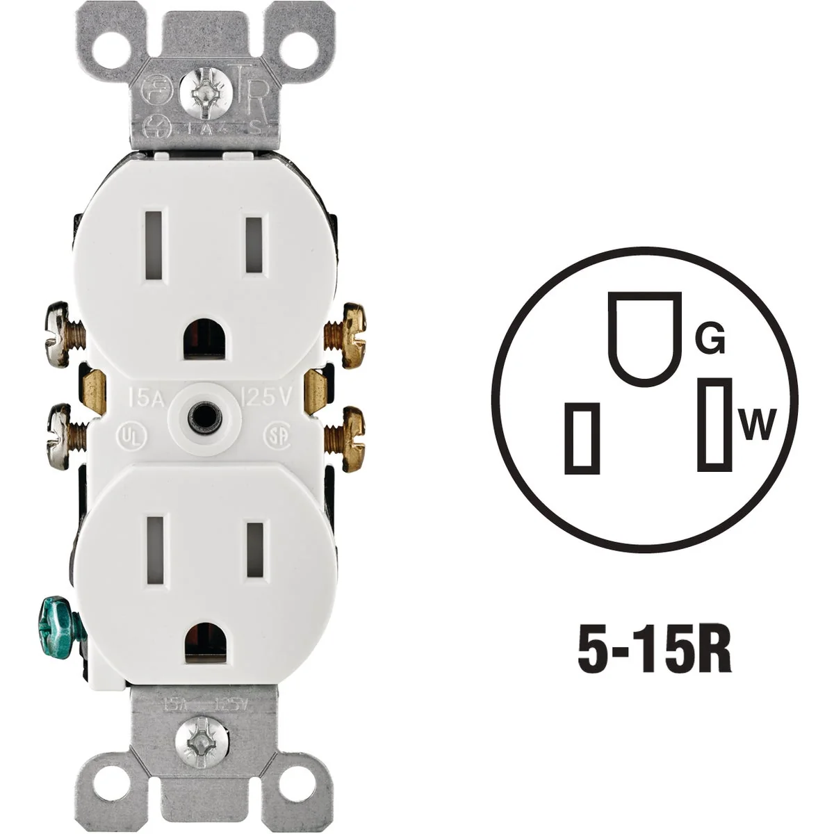 High-End Leviton 15A White Tamper Resistant 5-15R Duplex Outlet Recyclable