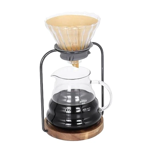 Sustainable Pour Over Coffee Dripper Stand Transparent Glass Dripper Server with Paper Coffee Filters Manual Hand Drip Coffee Brewing Kit for Home Office Camping Optimized