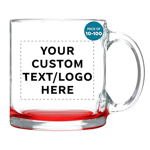 User-Friendly Custom Clear Glass Coffee Mugs 13 oz. Set of 10 100 Count Crafted