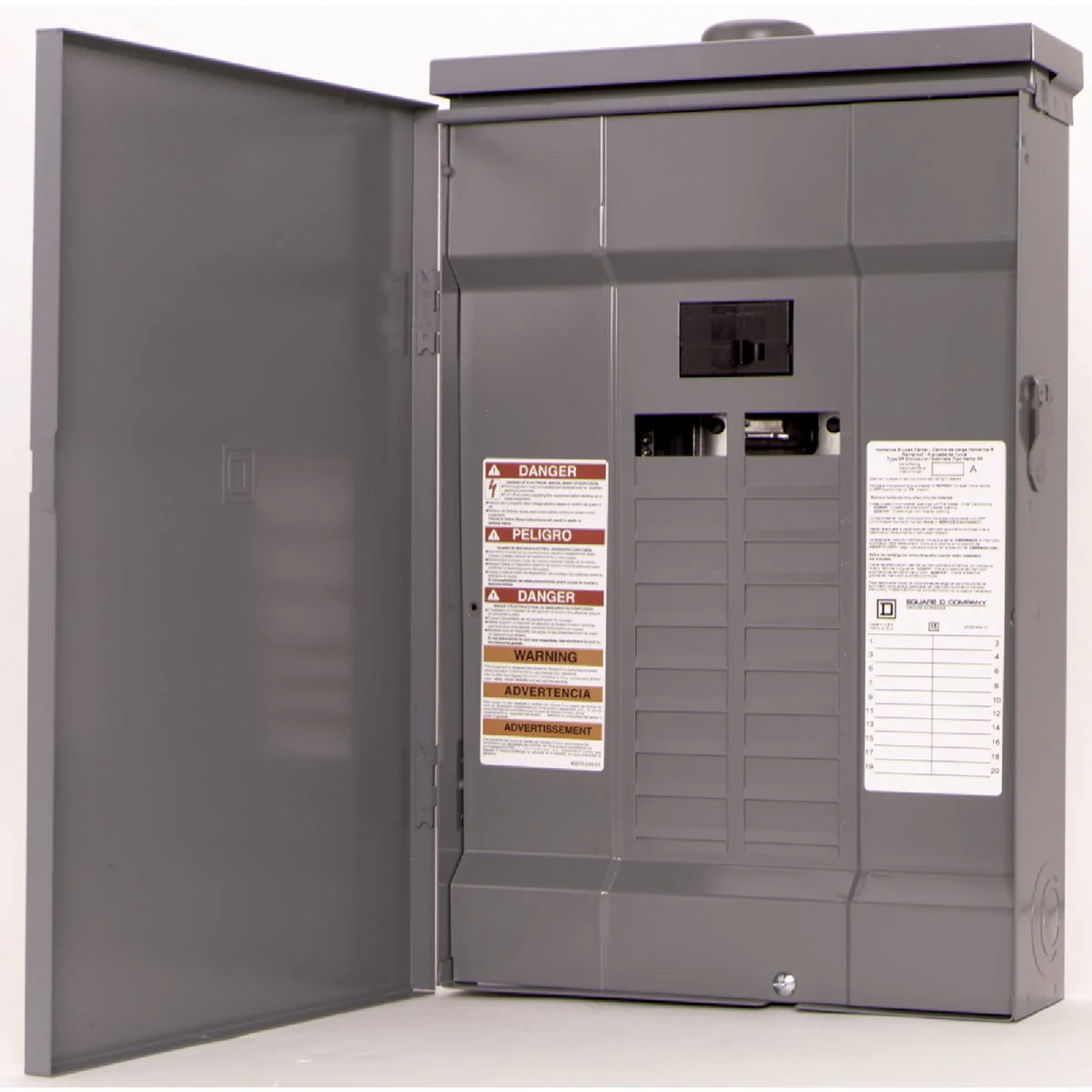 Original Design Square D Homeline 100A 20-Space 40-Circuit Raintight Main Breaker Plug-on Neutral Load Center Healthy