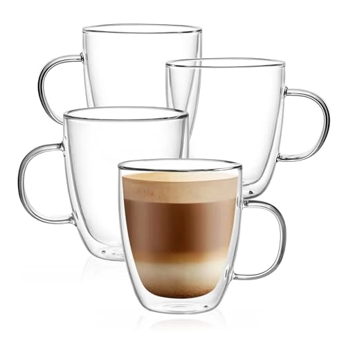 Original Design Glass Coffee Mugs 12oz 4 Count Smart