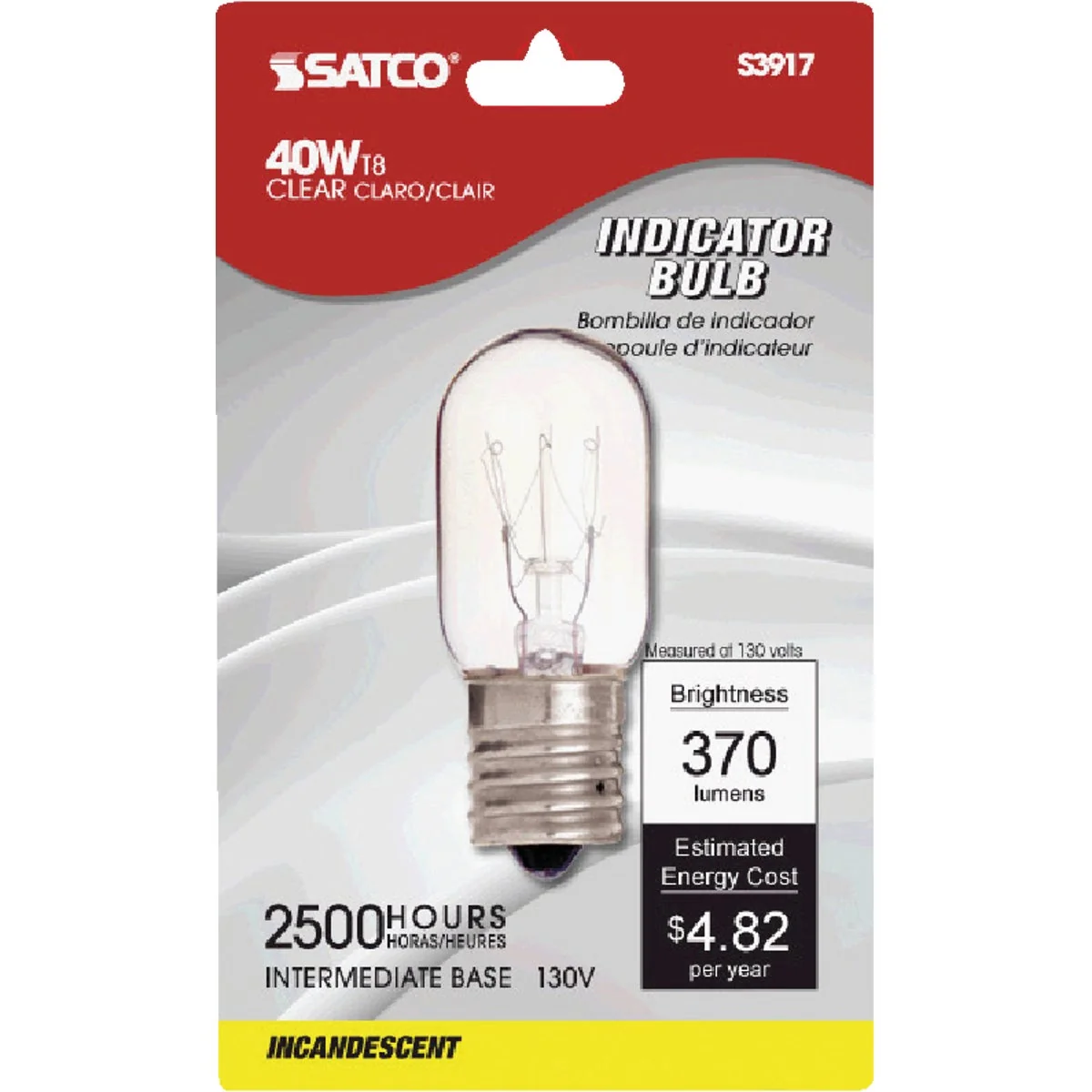 Responsible Satco 40W Clear Intermediate Base T8 Incandescent Indicator Appliance Light Bulb Fashionable