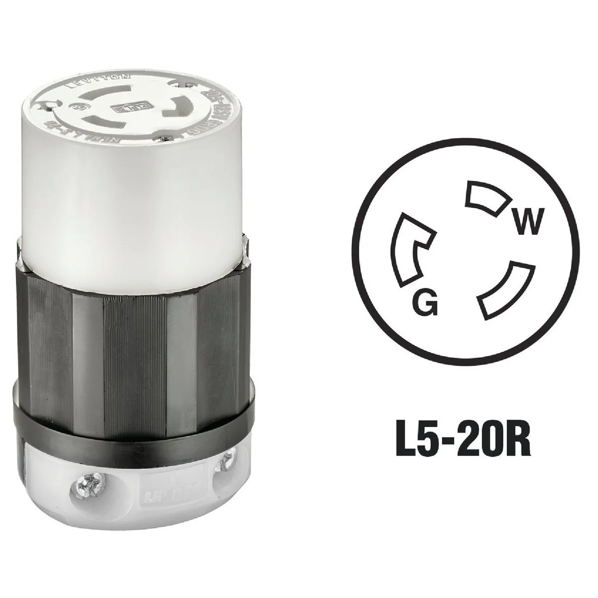 Genuine Leviton 20A 125V 3-Wire 2-Pole Industrial Grade Locking Cord Connector Reliable