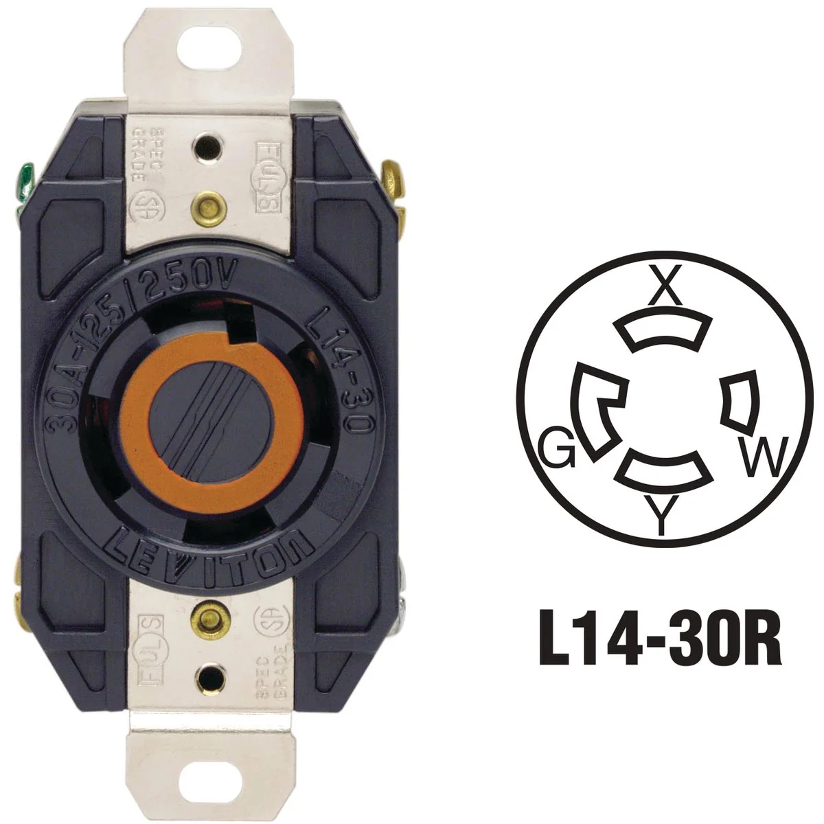 Enhanced Leviton 30A 125V 250V Black Industrial Grade L14-30R Locking Outlet Receptacle Crafted