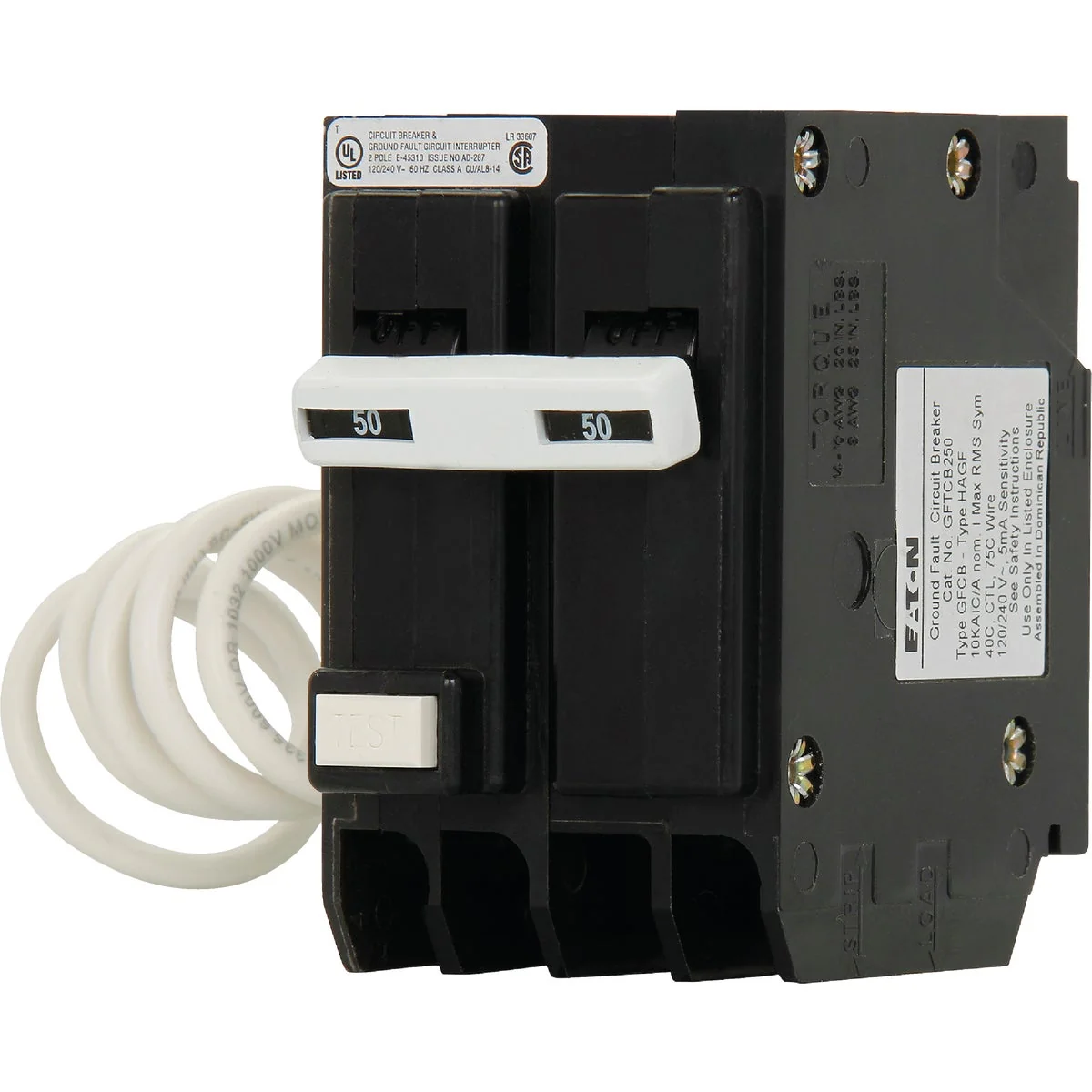 Flexible Eaton BR 50A Double-Pole GFCI Breaker Traditional