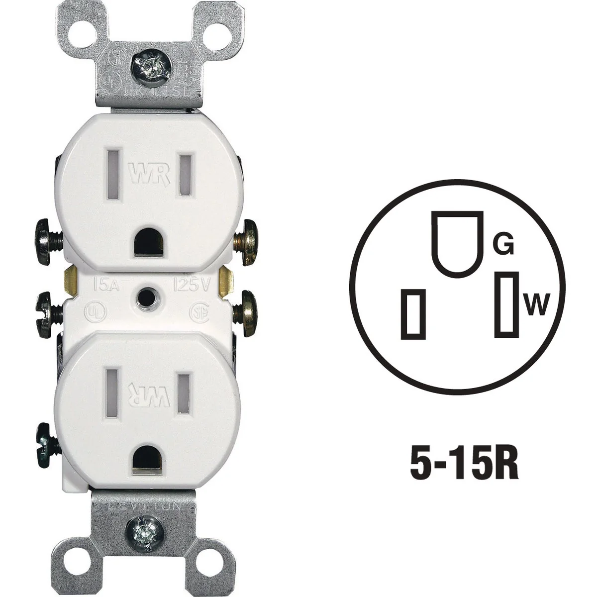 Reusable Leviton 15A White Tamper Weather Resistant Residential Grade 5-15R Duplex Outlet Durable