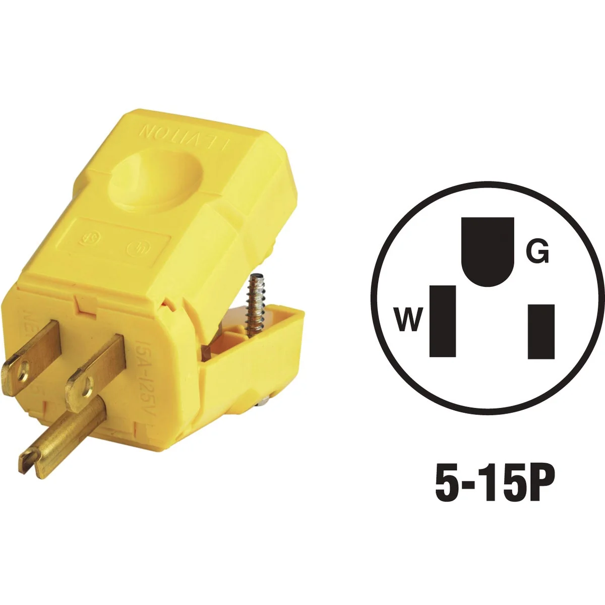Relaxed Leviton 15A 125V 3-Wire 2-Pole Python Cord Plug Functional