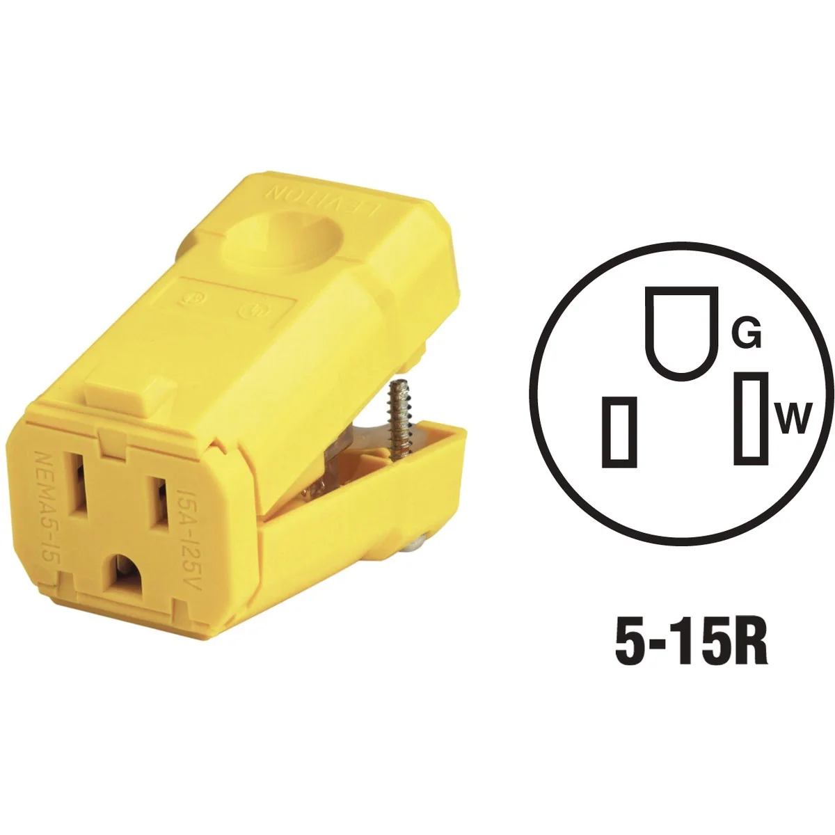 High-Performance Leviton 15A 125V 3-Wire 2-Pole Python Cord Connector User-Friendly