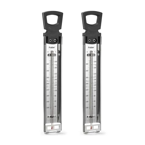 Prestigious Candy Jelly Deep Fry Thermometer Stainless Steel with Adjustable Sliding Pot Clip Attachment and Quick Reference Temperature Guide Modern