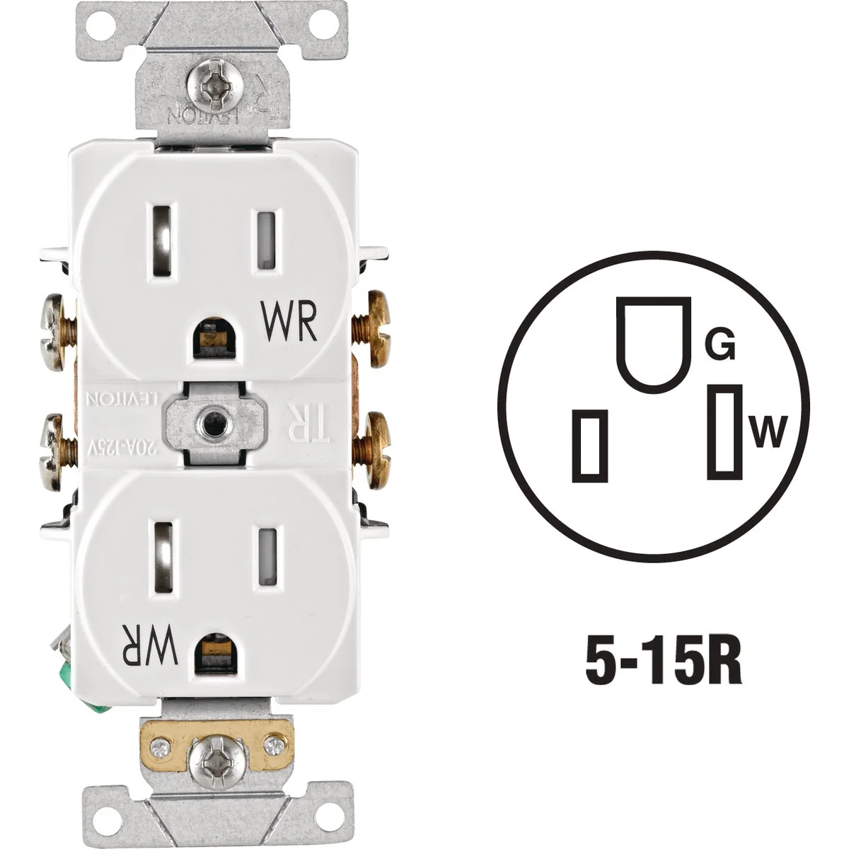 User-Friendly Leviton 15A White Tamper Weather Resistant Commercial Grade 5-15R Duplex Outlet Green