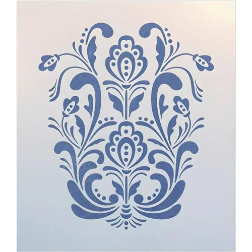 Modern Rosemaling Pattern 18 Stencil Template 8.2 x 9.7 for Painting Top-Quality
