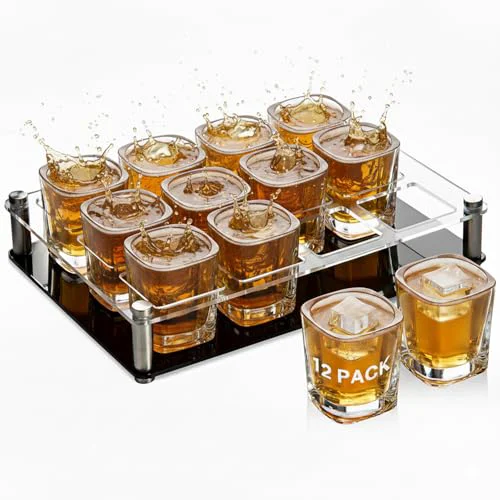 Minimalist 12pack 2oz Shot Glasses with Tray 12 Count Fashionable