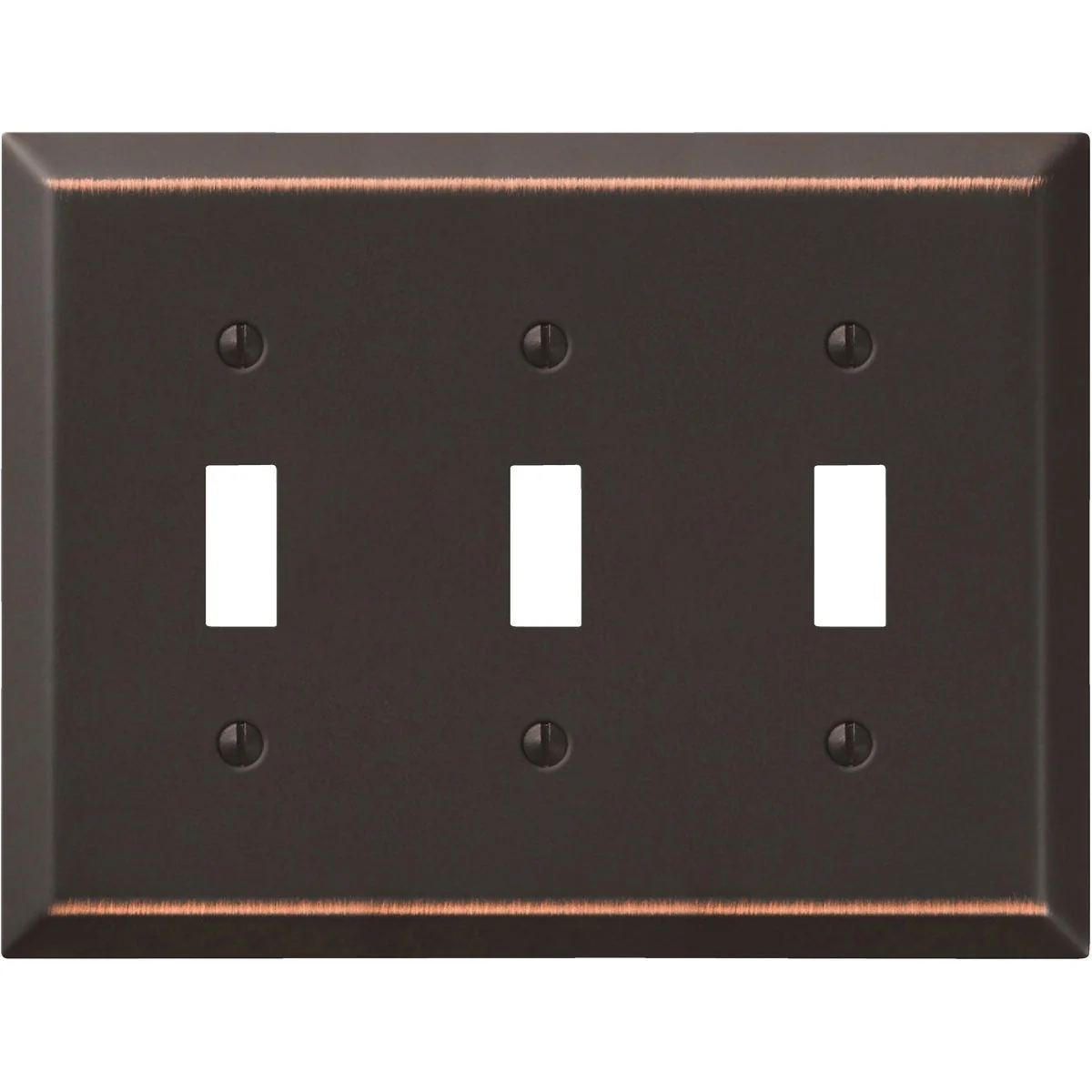 High-End Amerelle 3-Gang Stamped Steel Toggle Switch Wall Plate Aged Bronze Elegant