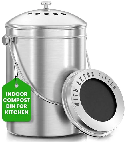 Effective Countertop Compost Bin 1 Gallon Natural