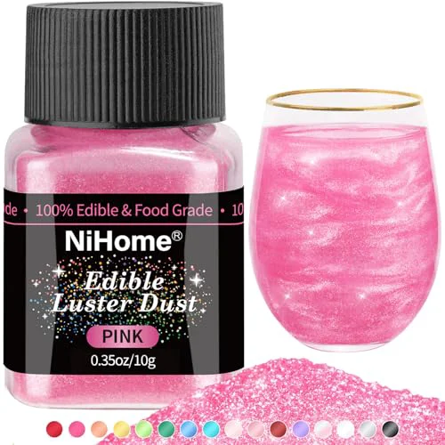 Durable Edible Food Grade Glitter Powder Glimmer Luster Dust Metallic Fancy Food Decorating Sprinkle Glimmery Dust for Drink Wine Beverage Cake Bakery Vegan Allergen Exceptional
