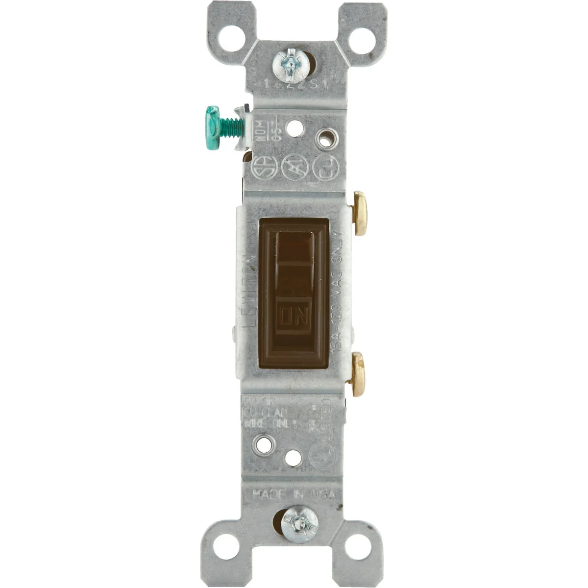 Selected Leviton Residential Grade 15 Amp Toggle Single Pole Grounded Switch Brown Practical