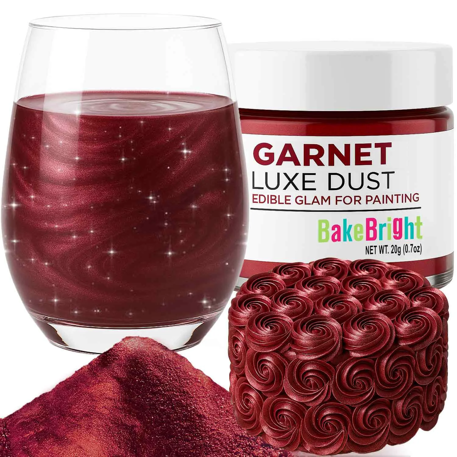 Reusable Bulk 20g Red Luster Dust Edible Glitter for Cocktails Premium Edible Maroon Red Luster Dust for Drinks Cake Decorations – Red Edible Glitter for Drinks Cupcakes Cookies Cakes Food Paint Enhanced