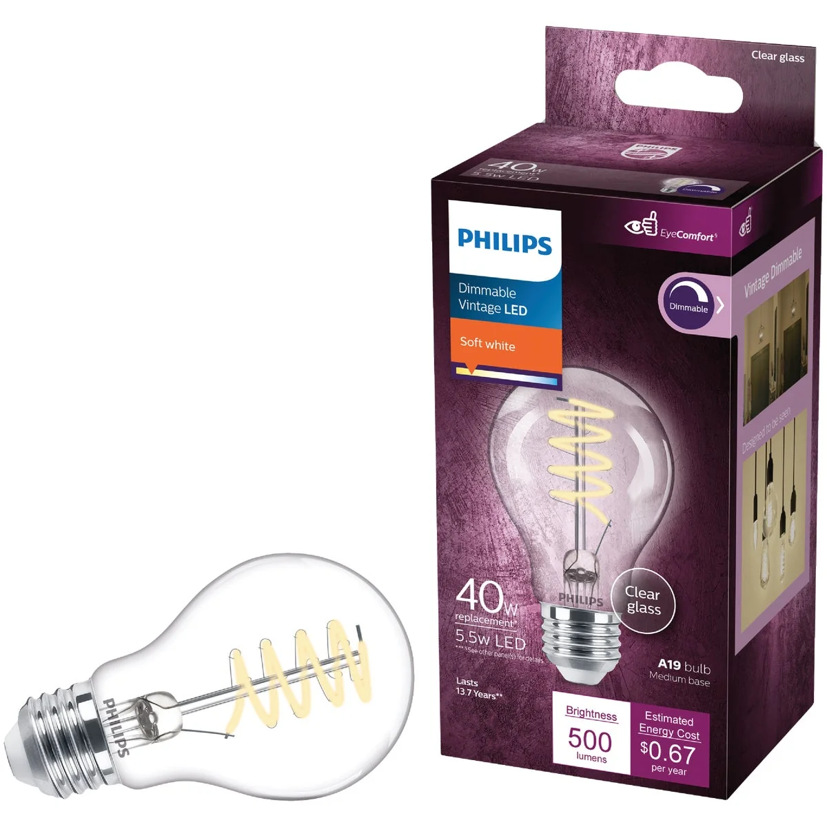 High-Performance Philips EyeComfort 40W Equivalent Soft White A19 Medium LED Light Bulb Comfortable