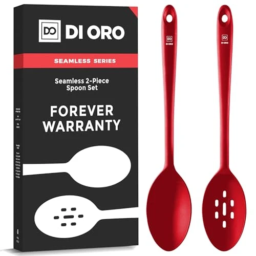 Prestigious DI ORO Silicone Cooking Spoons 2 Count Authentic