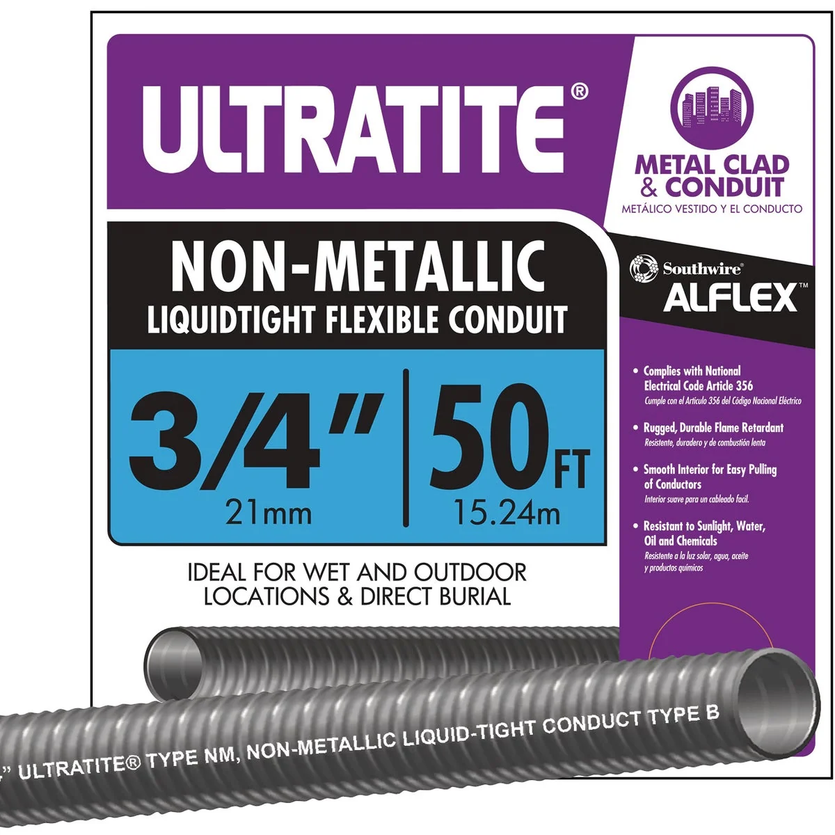 Versatile Southwire 3 4 In. x 50 Ft. Flexible Non-Metallic Liquid Tight Conduit Detailed