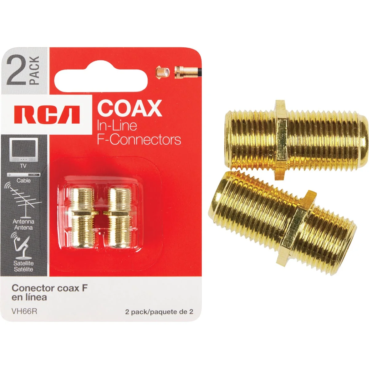 Carefully Designed RCA In-Line Feed-Through Coax Connector 2-Pack Smooth