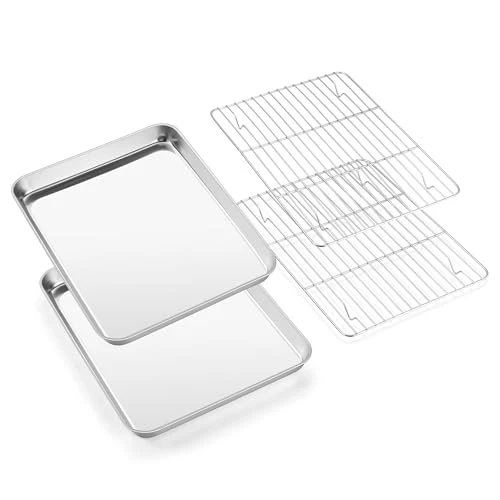 Premium Baking Sheet with Wire Rack 2 Count Durable