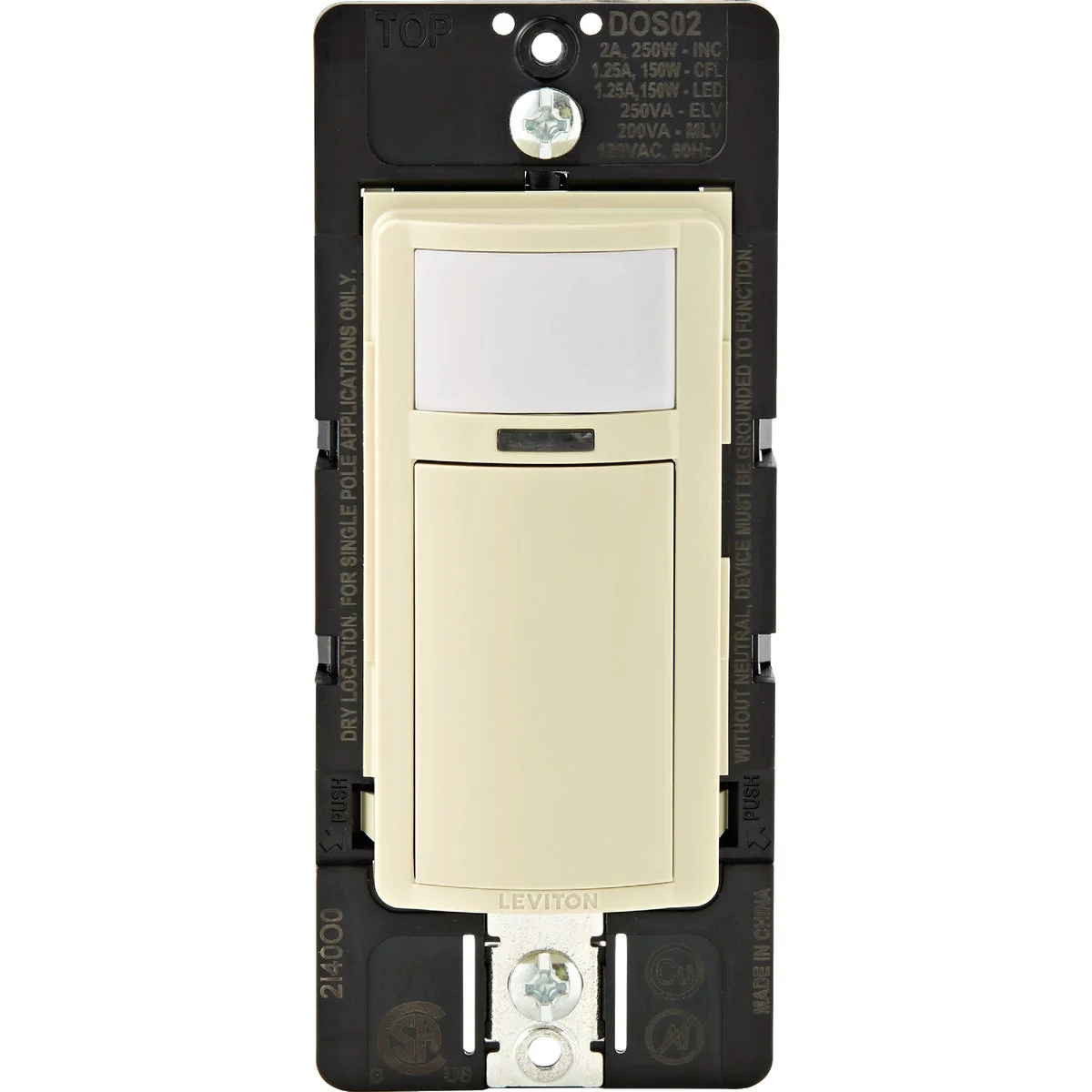 Dependable Leviton Decora Ivory 900 Sq. Ft. Coverage 180 Deg. Detection Occupancy Sensor Switch User-Friendly