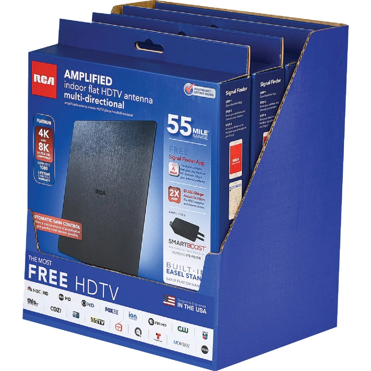 Unique RCA Platinum Series Black 8.53 In. Amplified Flat Indoor Antenna High-Performance