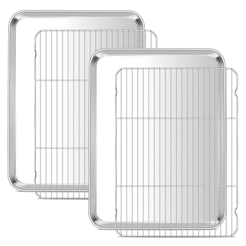 Responsible Large Baking Sheet with Wire Rack 4 Count Powerful