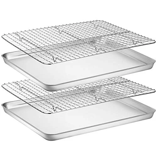 Clean Baking Sheet with Rack Set 2 Pans 2 Racks Fast
