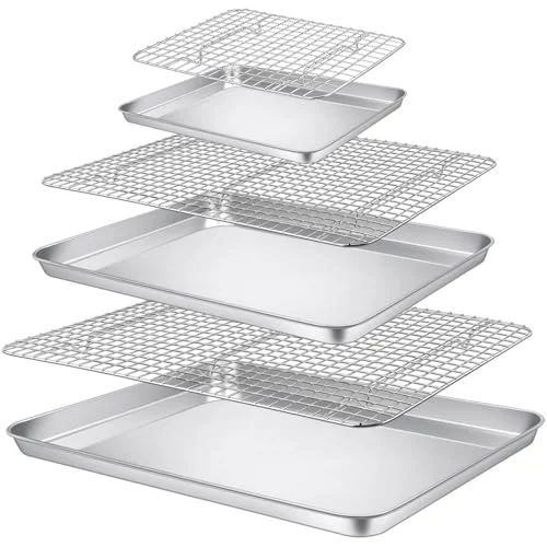 Classic 17.5 16 10.4 Inch Cookie Baking Sheet Pan with Wire Rack Stylish