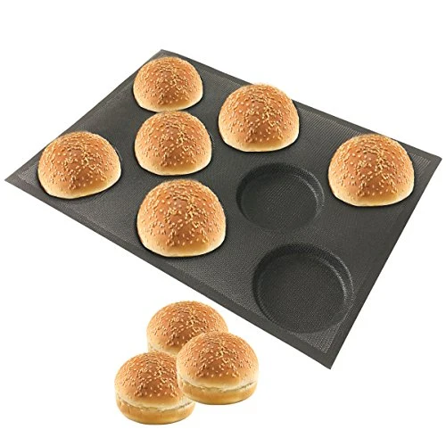 Certified Silicone Hamburger Bread Forms Perforated Bakery Molds Non Stick Baking Sheets Fit Half Pan Size Genuine