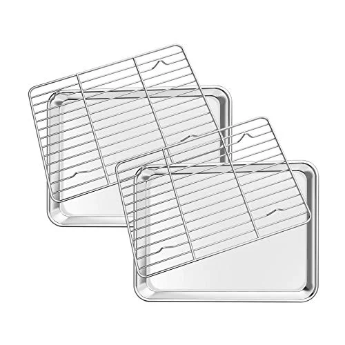 Traditional Baking Sheet with Rack Set 2 Sheets 2 Racks Optimized