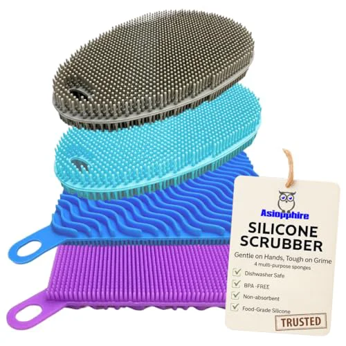 Certified Silicone Sponges for Dishes 4 Count Modern