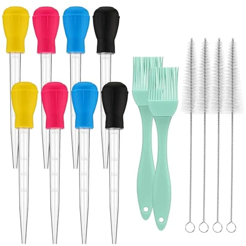 Reusable 14 Pcs Large Turkey Baster Set for Cooking 14 Count Green