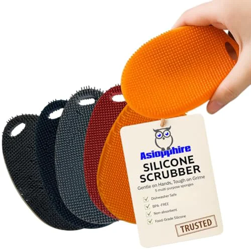 Selected Silicone Sponge Dish Scrubber 5 Count Innovative