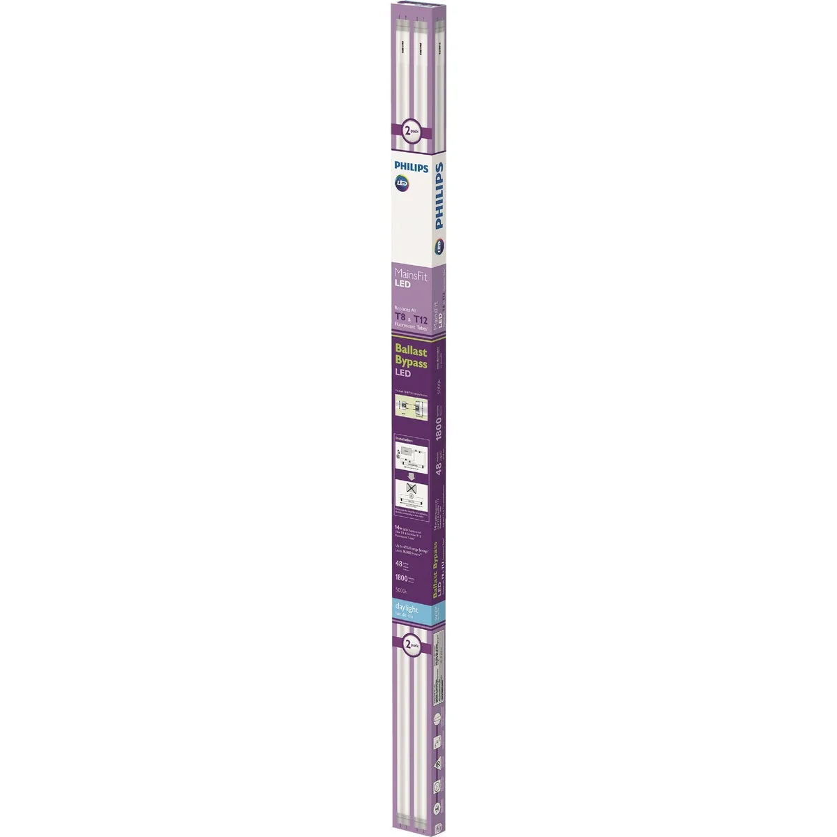 Healthy Philips Ballast Bypass 32W Equivalent 48 In. Daylight T8 Bi-Pin LED Tube Light Bulb 2-Pack Original Design
