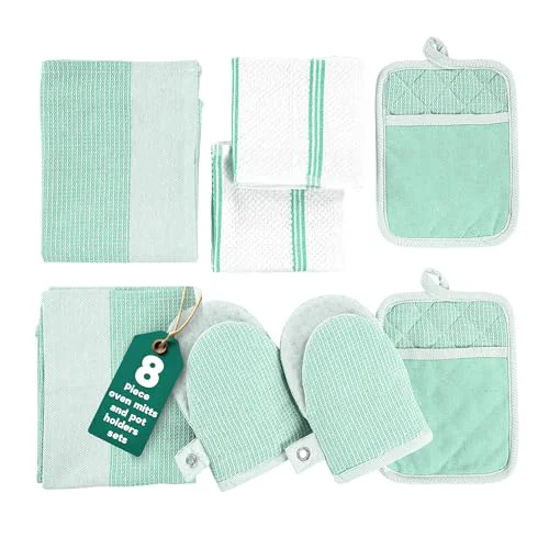 Comfortable Potholders Oven Mitts Heat Resistant 8 Count Reliable