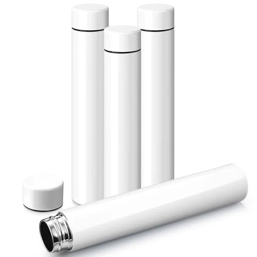 Specialty 4 Pack White Slim Stainless Steel Water Bottle 8.8 oz 4 Count Pure