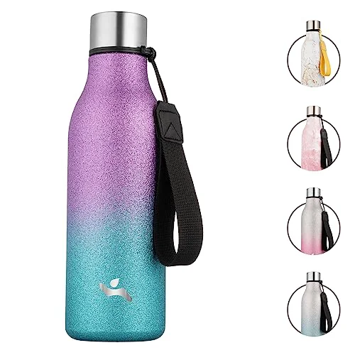 Luxury 18 oz Insulated Stainless Steel Metal Water Bottle with Strap Professional