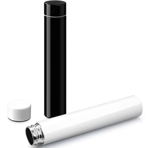Artisan 2 Pack Black White Slim Stainless Steel Water Bottle 8.8 oz 2 Count Modern