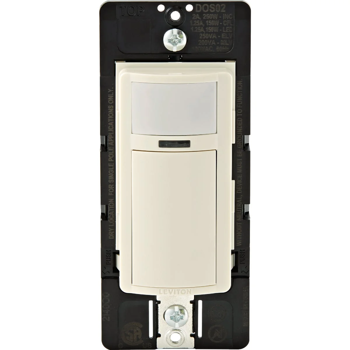 Detailed Leviton Decora Light Almond 900 Sq. Ft. Coverage 180 Deg. Detection Occupancy Sensor Switch Quality