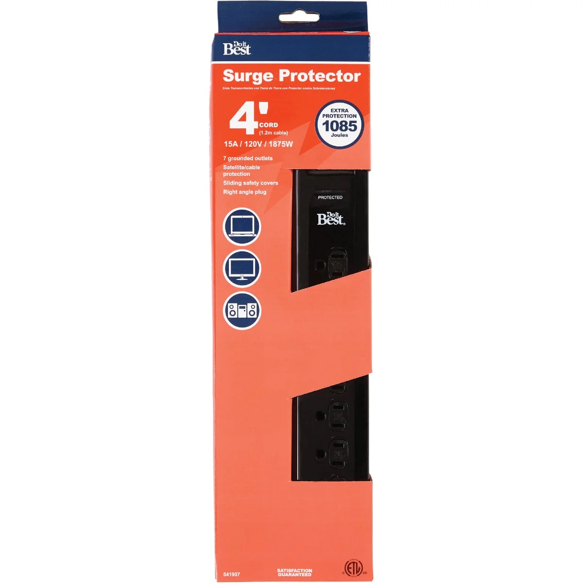 Innovative Do it 7-Outlet 1085J Black Multimedia with Coax Cable Surge Protector Strip Superior