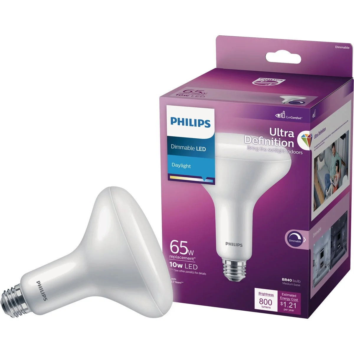 Fashionable Philips Ultra Definition 65W Equivalent Soft White BR40 Medium Dimmable LED Floodlight Light Bulb Recyclable
