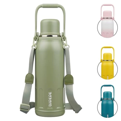 Fine Crafted Stainless Steel Insulated Bottle with Handle Strap Fashionable