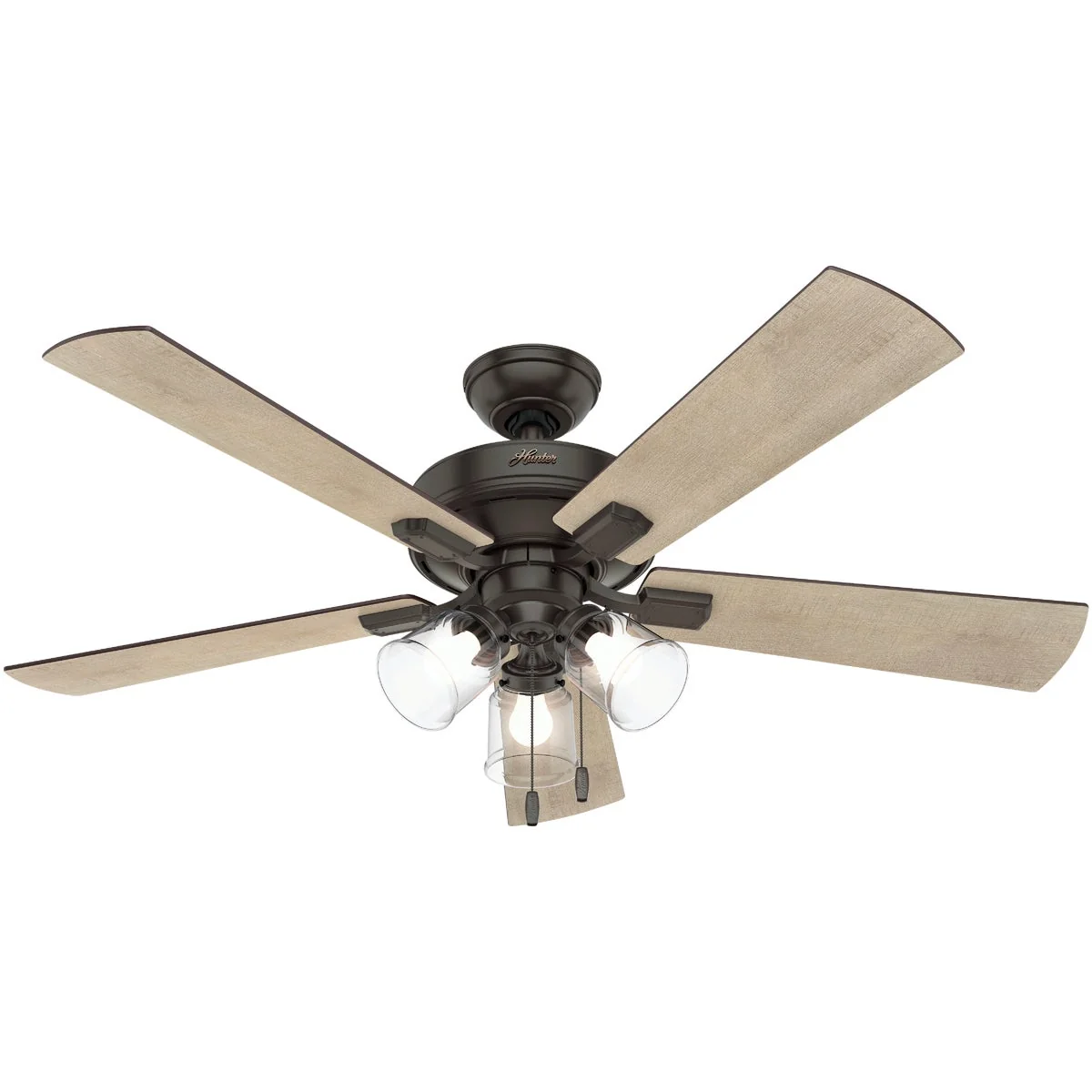 Organic Hunter Crestfield 52 In. Noble Bronze Ceiling Fan with Light Kit Breathable