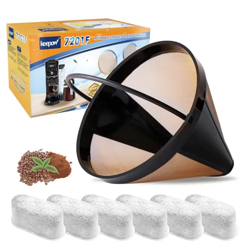 Environmentally Friendly Reusable Coffee Filter 14 cup Compatible with Cuisinart Coffee Maker 7 Count Eco-Friendly